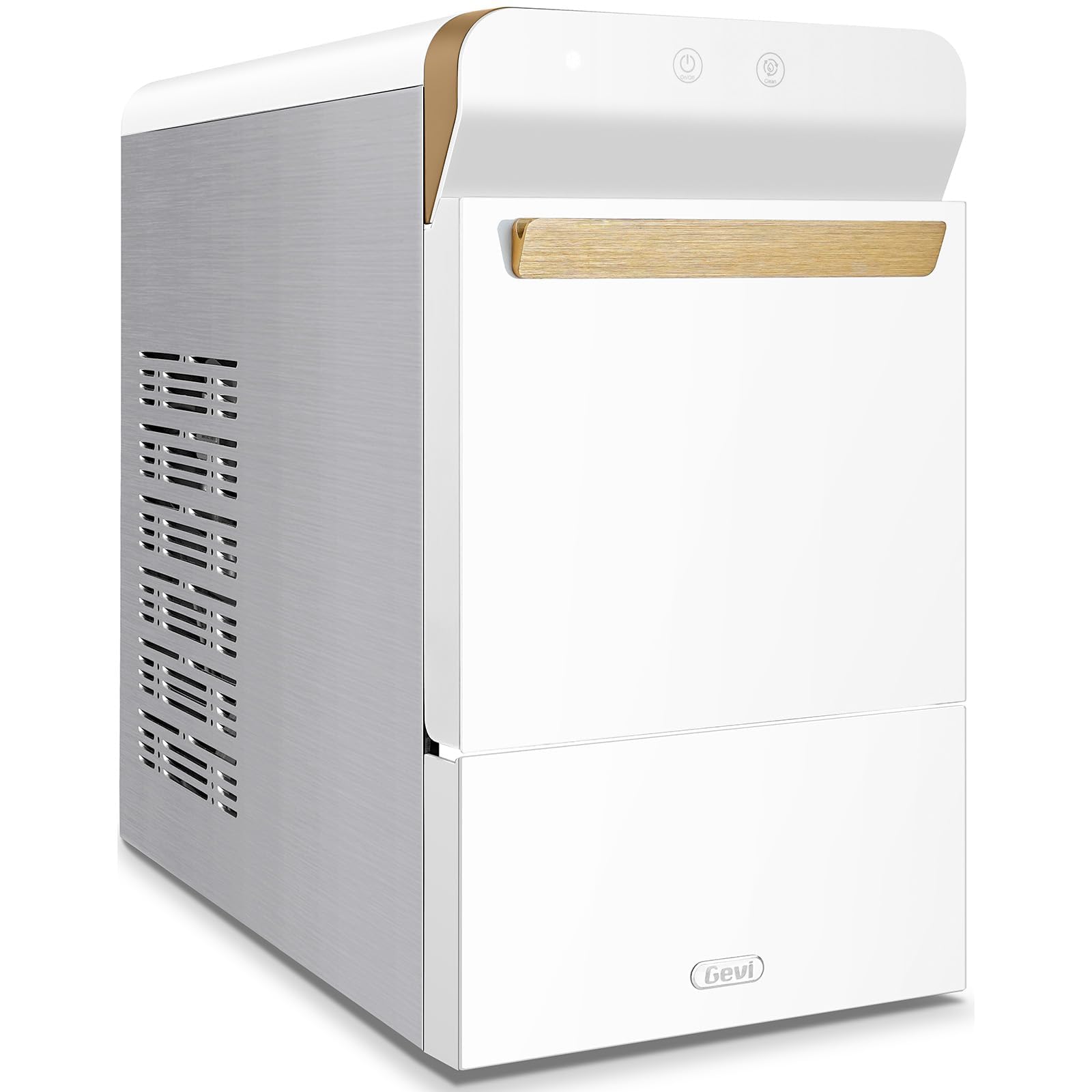 Gevi V2.0 Countertop Gemi Nugget Ice Maker | Self-Cleaning Pellet Ice Machine | Stainless Steel Housing |16.7''H Fits Perfectly Under Wall Cabinet | Silver with Viewing Window