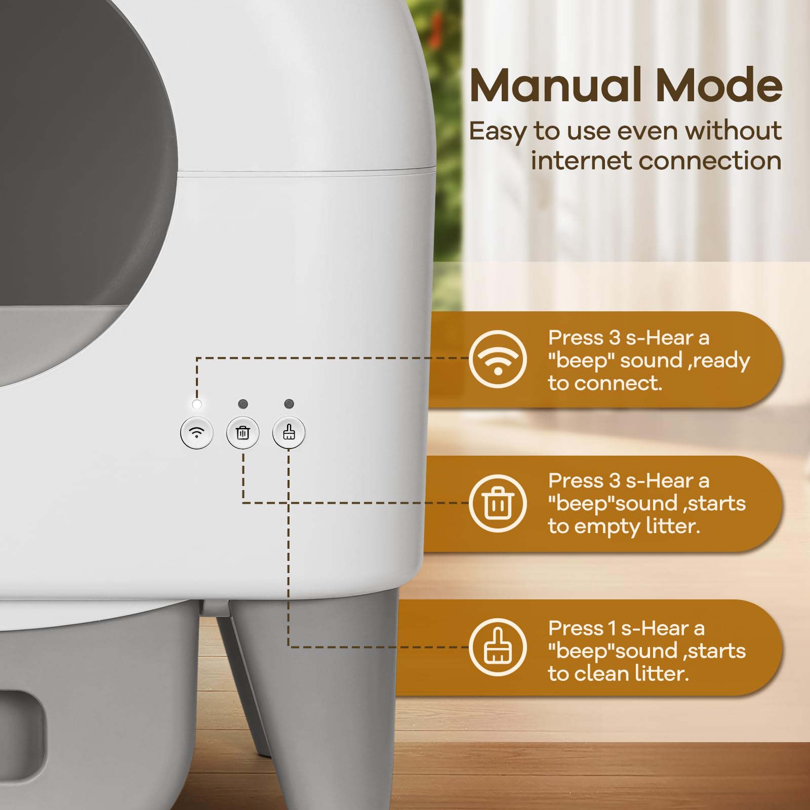 Fumoi Automatic Litter Box,95L Self Cleaning Litter Box Large Capacity for Multiple Cats, App-Controlled with Safety Sensors, Removable Washable Liner,2 Rolls Garbage Bags,Grey