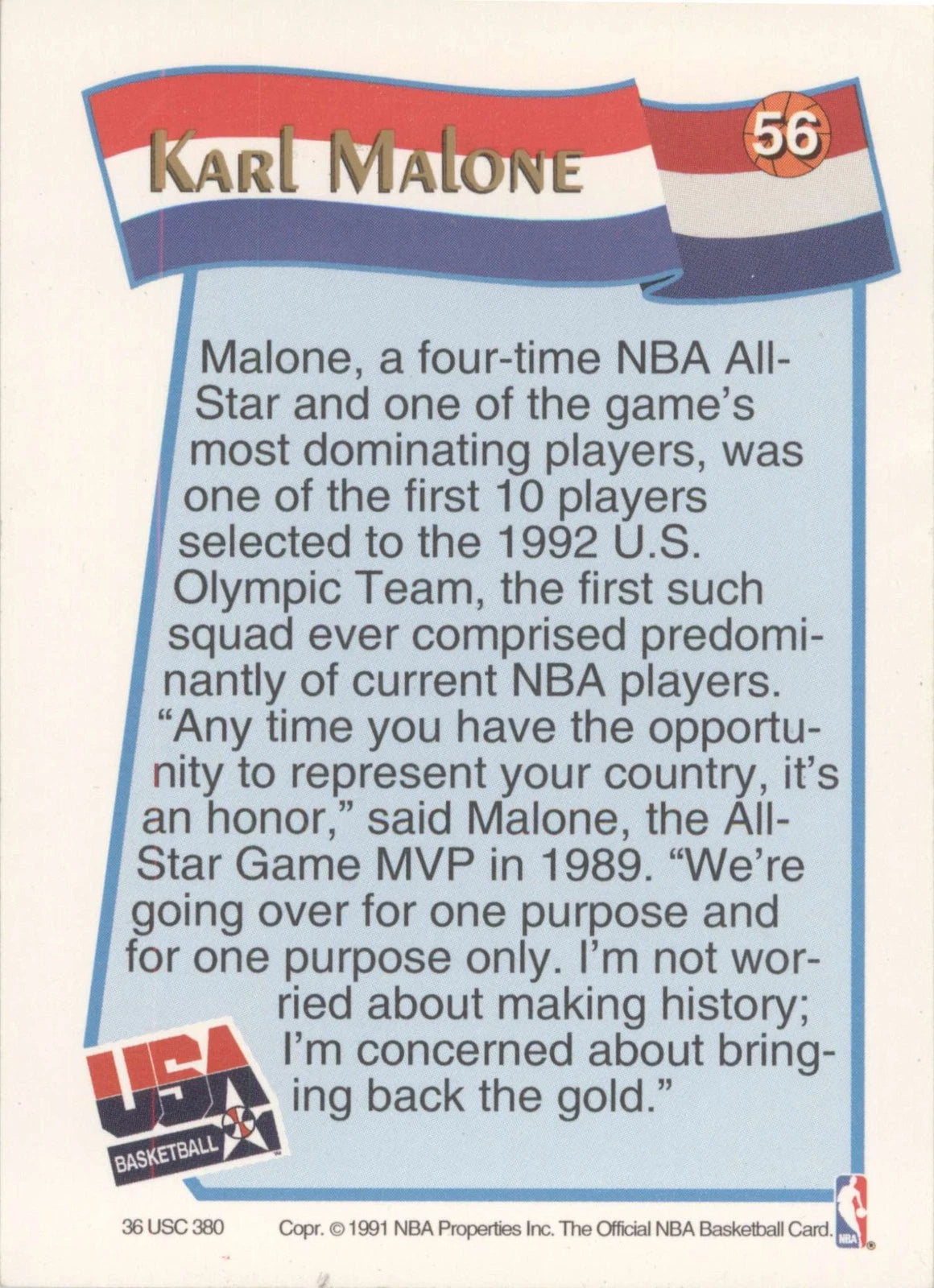 1991-92 Hoops McDonald's #56 Karl Malone